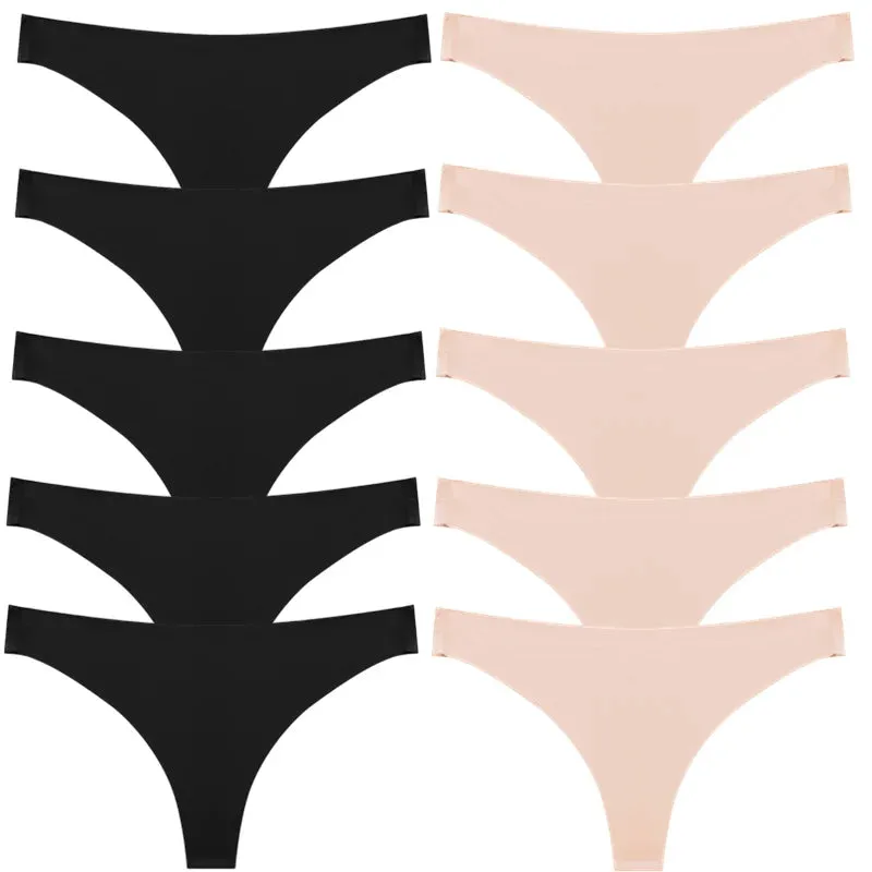 10 Pcs Seamless Silk Satin Thongs – Sexy Women’s Underwear & G-Strings