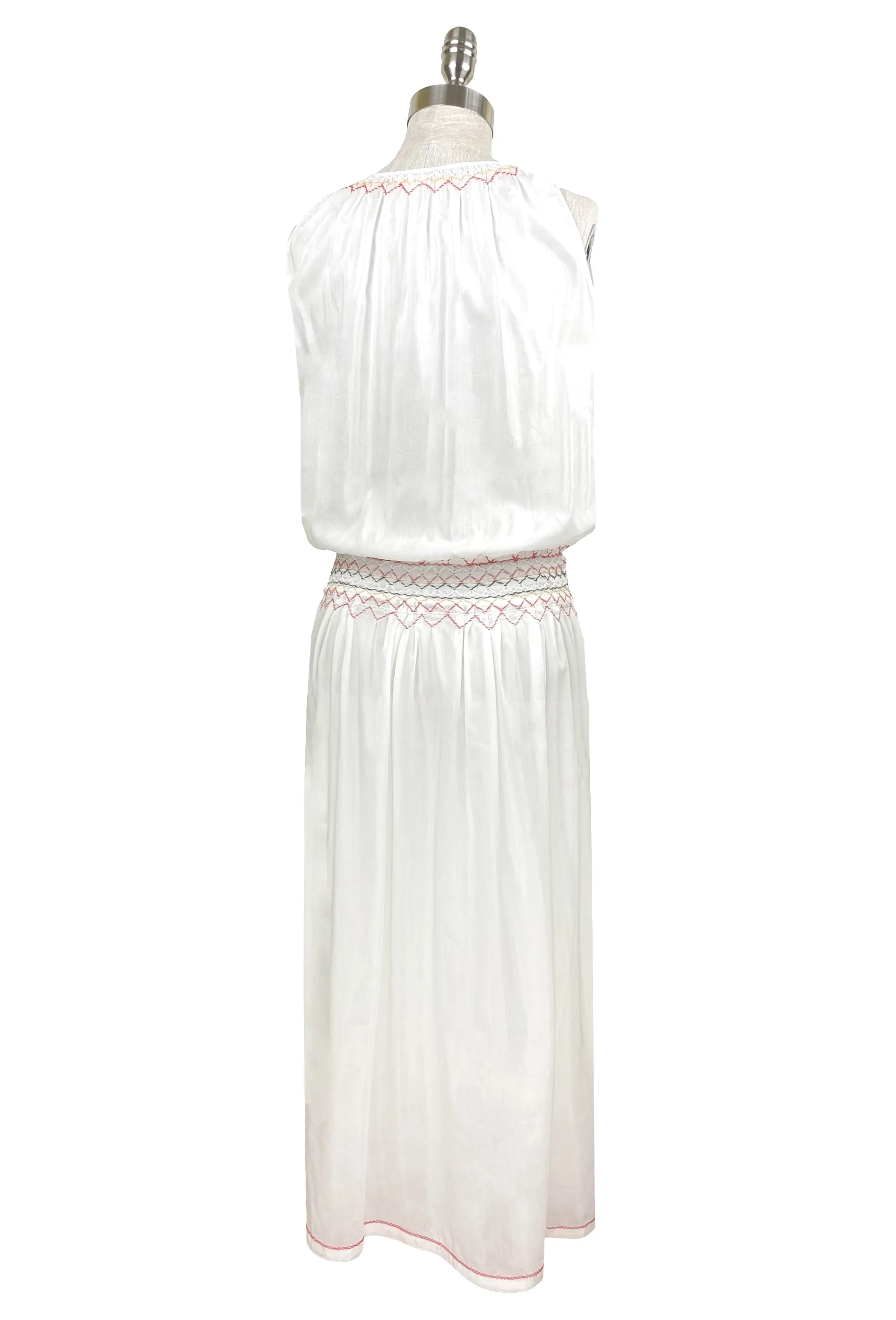 1920's Vintage Embroidered Silk Voile Blouson Liberté Dress  - White