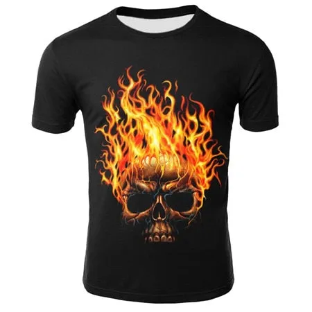 2019 new men's 3D t-shirt summer skull fashion