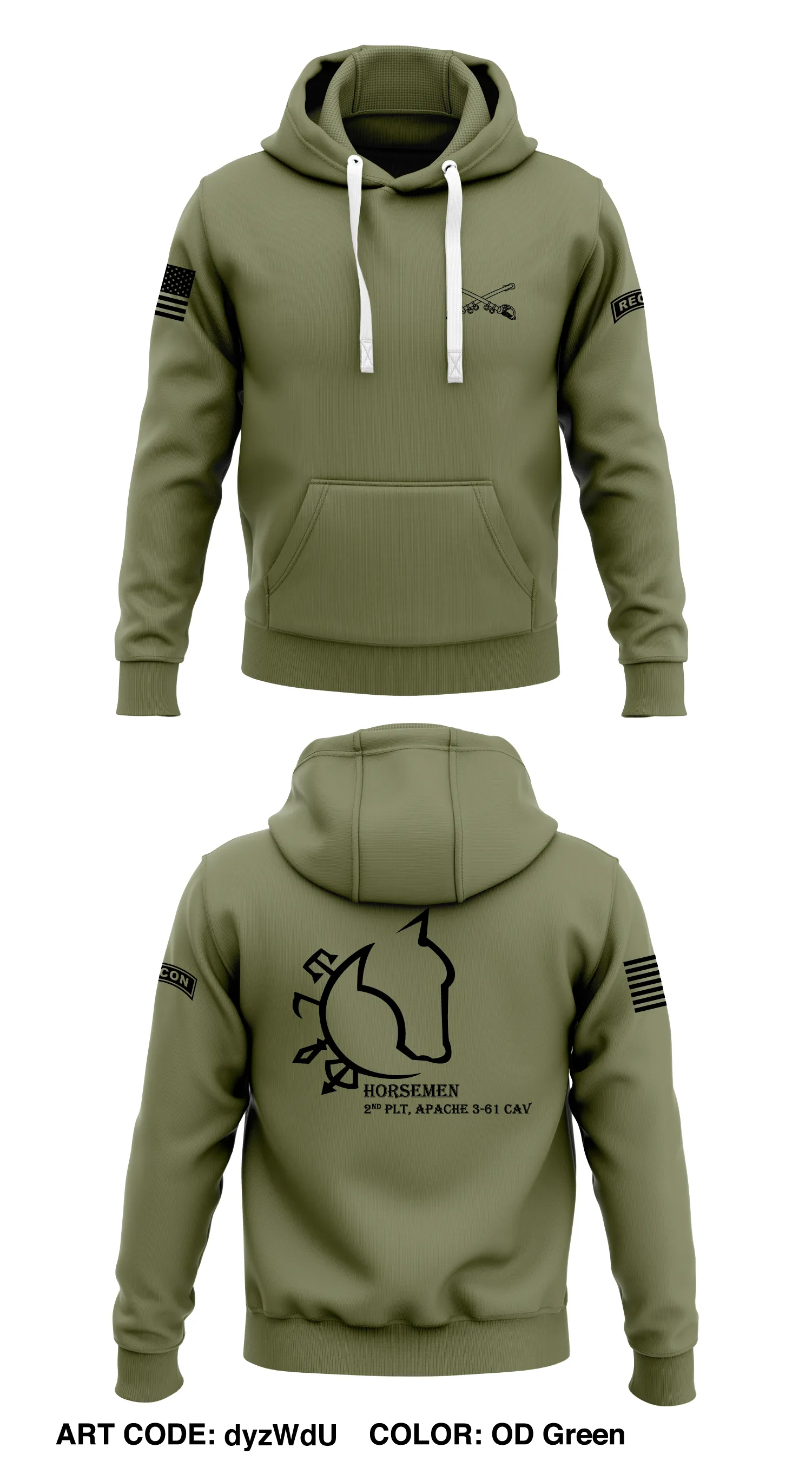 2nd PLT, A TRP, 3-61 CAV Store 1  Core Men's Hooded Performance Sweatshirt - dyzWdU