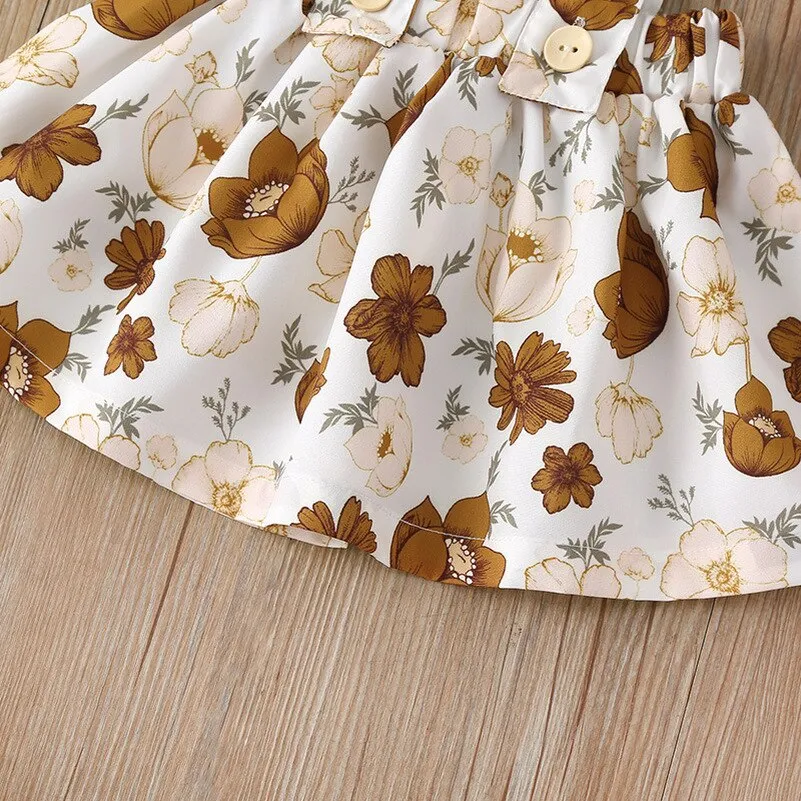 3Pcs Baby Fashion Lace Solid T-shirt Sling Flower Skirts Headband Sets