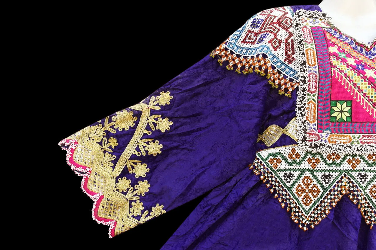 Afghan Pashtun Women's Blue Kuchi Dress