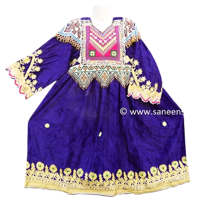 Afghan Pashtun Women's Blue Kuchi Dress