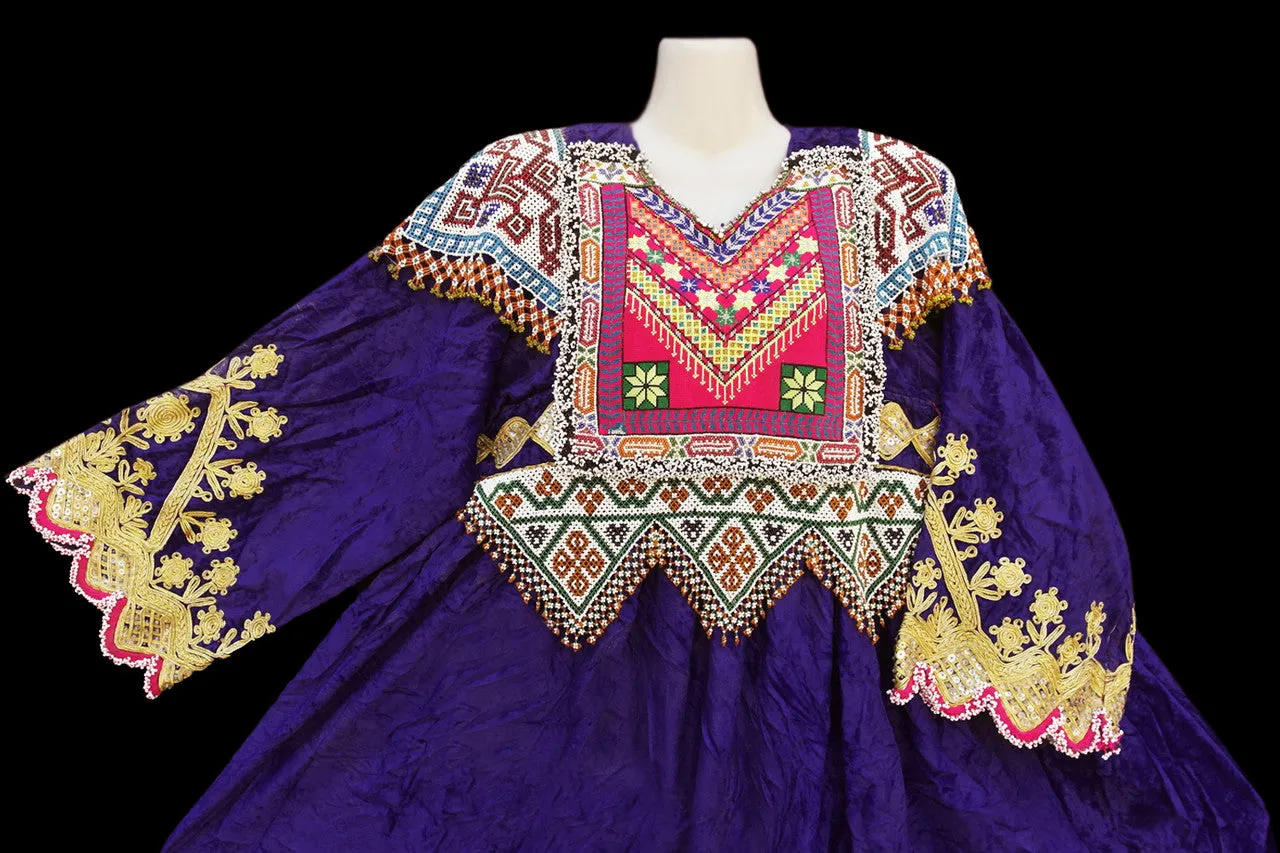 Afghan Pashtun Women's Blue Kuchi Dress