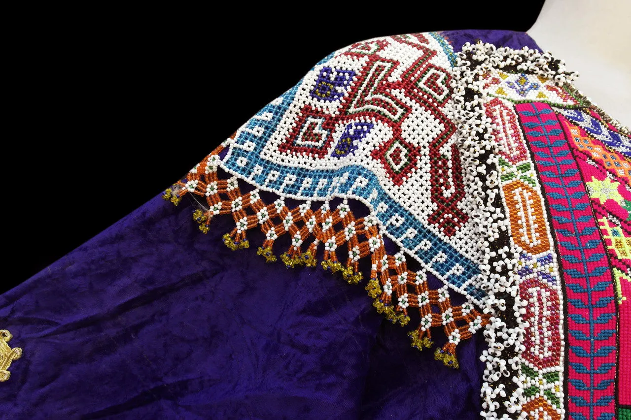 Afghan Pashtun Women's Blue Kuchi Dress