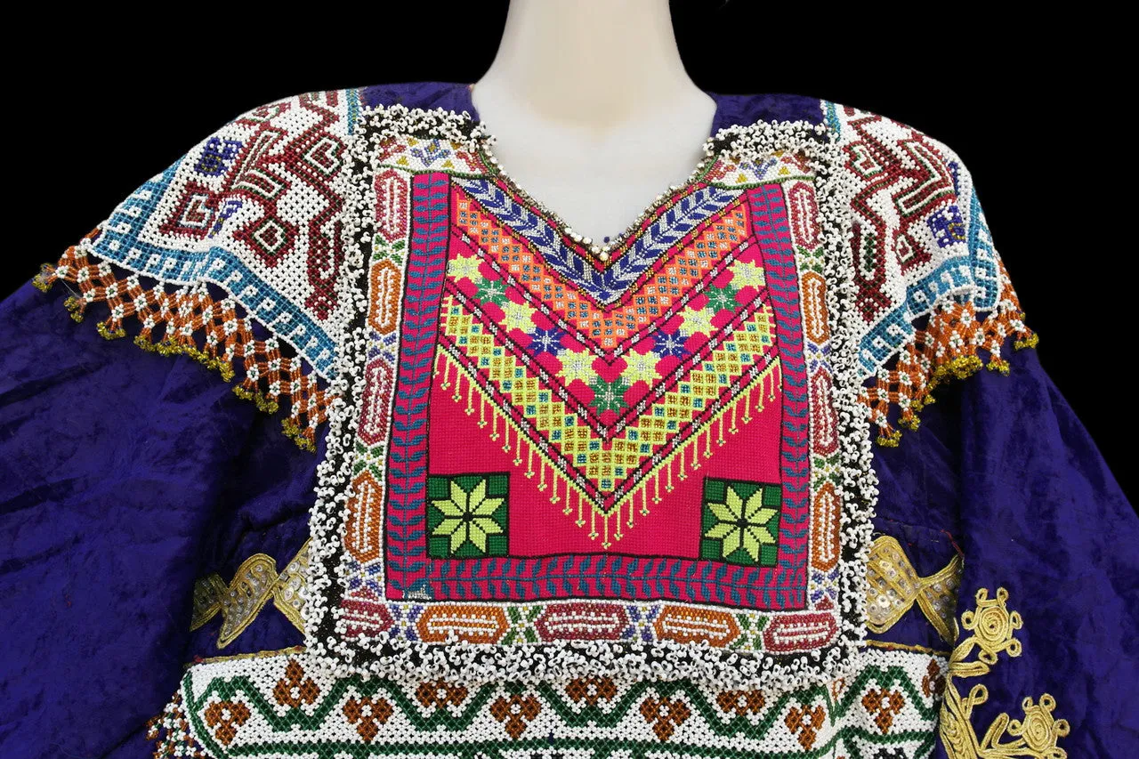 Afghan Pashtun Women's Blue Kuchi Dress