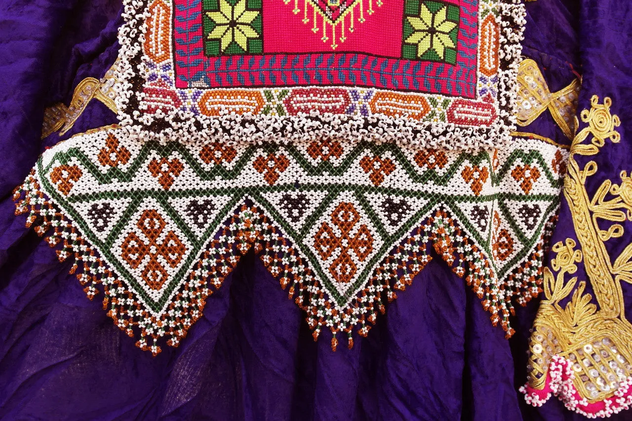Afghan Pashtun Women's Blue Kuchi Dress