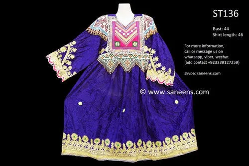 Afghan Pashtun Women's Blue Kuchi Dress