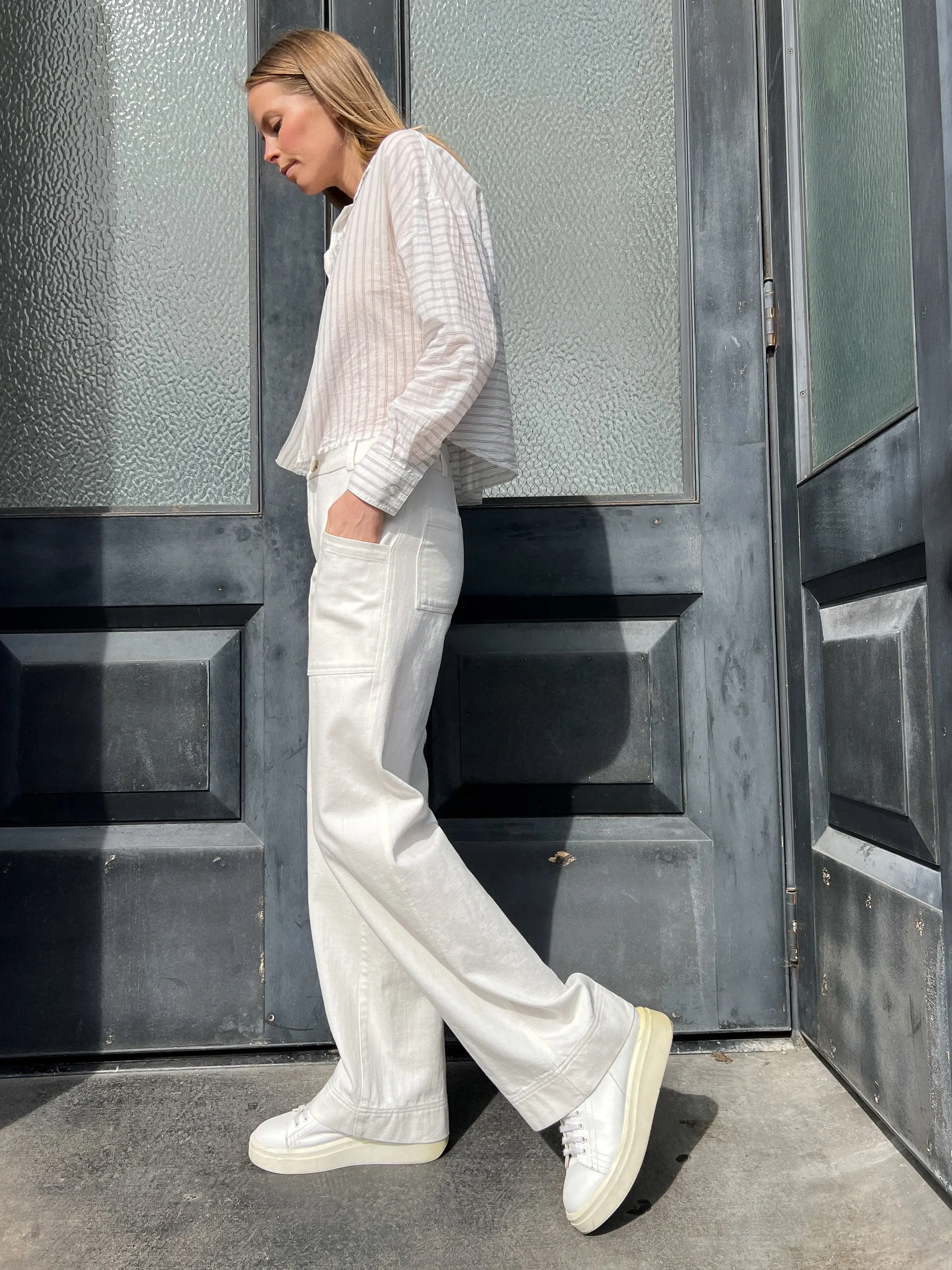 Aiden Pant in Denim - Ivory