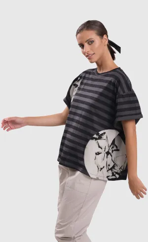 Alembika Urban Stripe Moon Boxy Tee