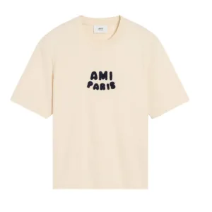 Ami Paris - T-Shirt Ami Paris En Jersey De Coton Biologique - White Cream