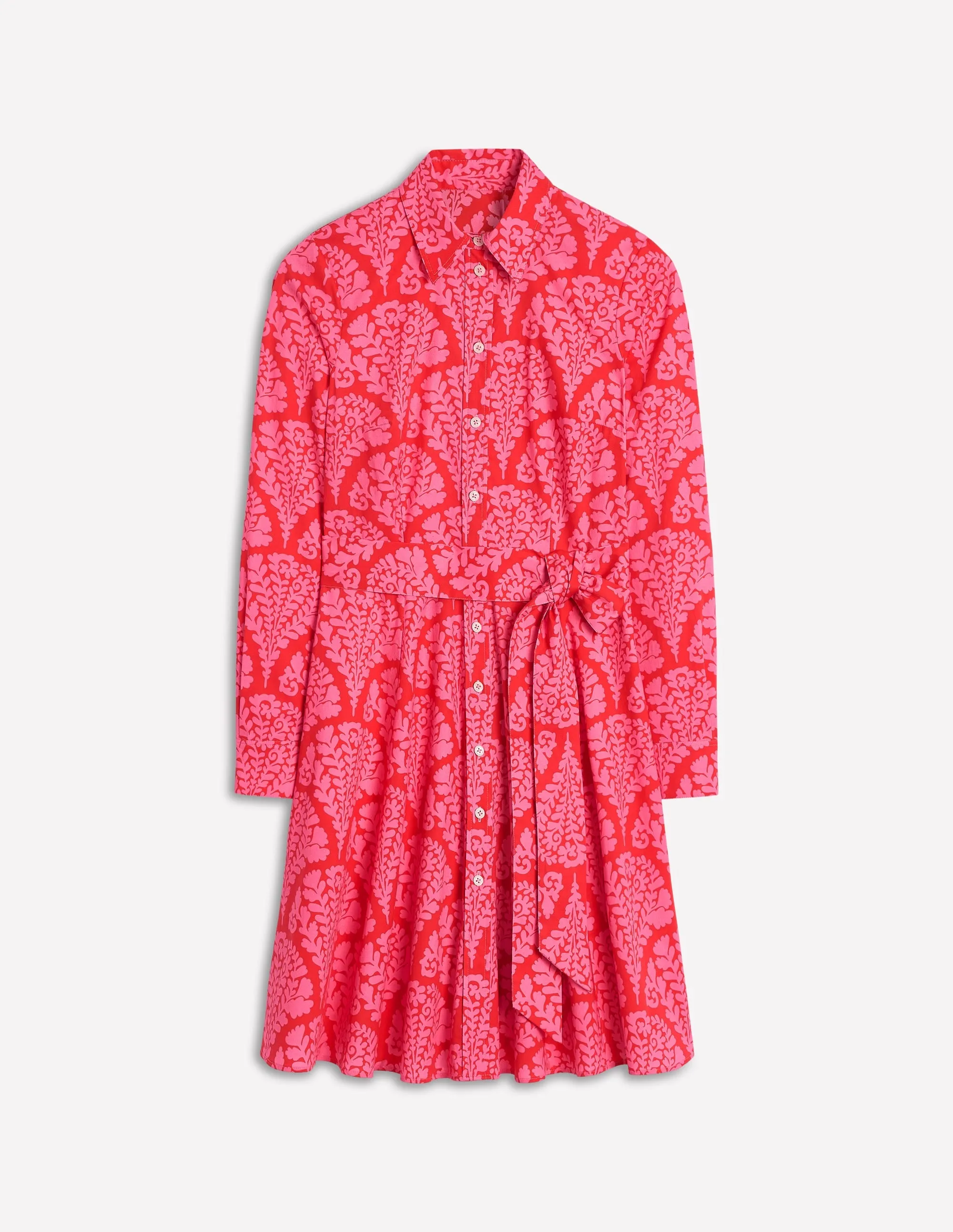 Amy Cotton Short Shirt Dress-Poppy Red, Blossomy