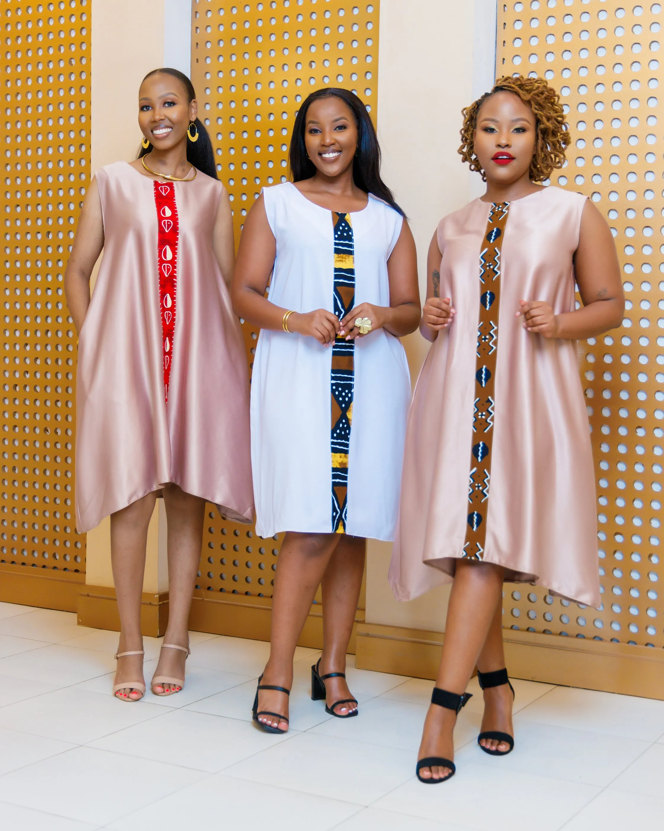 Ankara Chola Knee Length - Nude/Red
