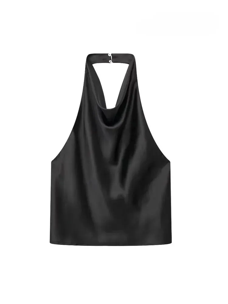 ASDS Women’s Satin Flowing Halterneck Tank Top