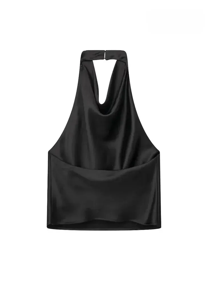 ASDS Women’s Satin Flowing Halterneck Tank Top