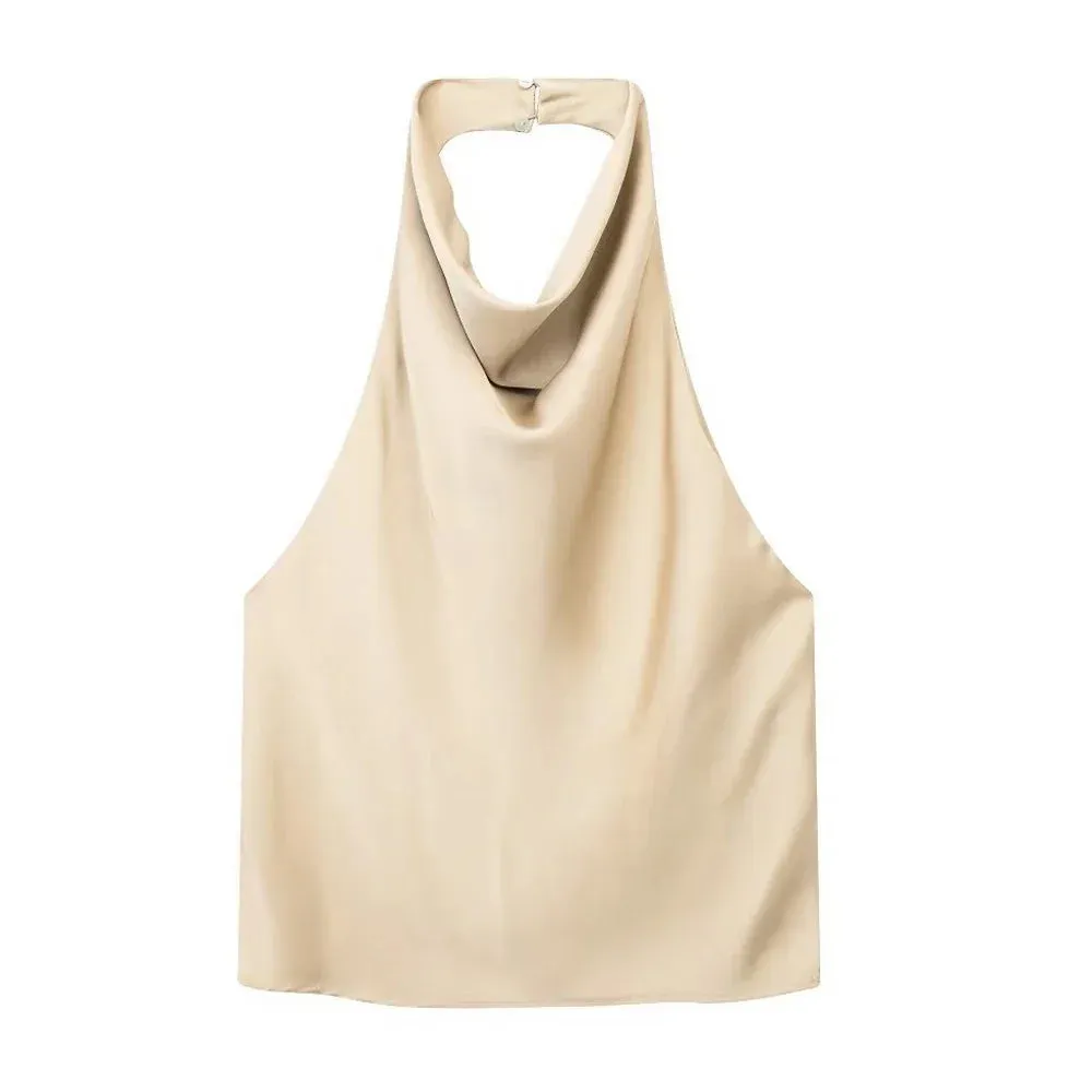 ASDS Women’s Satin Flowing Halterneck Tank Top