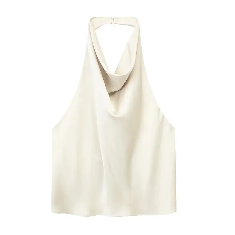 ASDS Women’s Satin Flowing Halterneck Tank Top