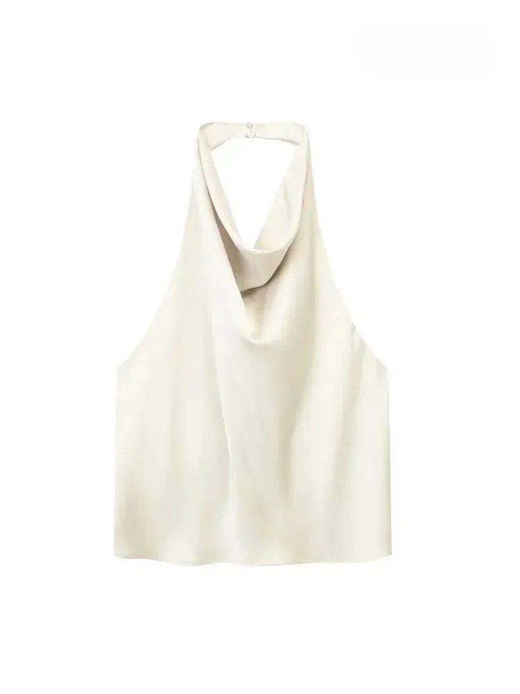 ASDS Women’s Satin Flowing Halterneck Tank Top