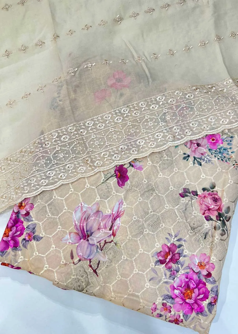 ATQ678 - Unstitched Gold Cotton Suit