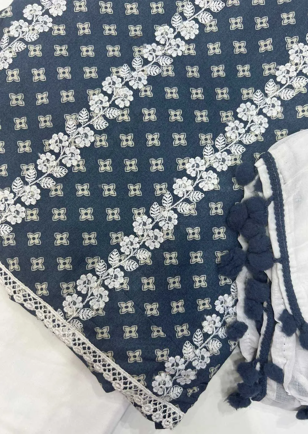ATQ6808 - Unstitched Grey Cotton Suit
