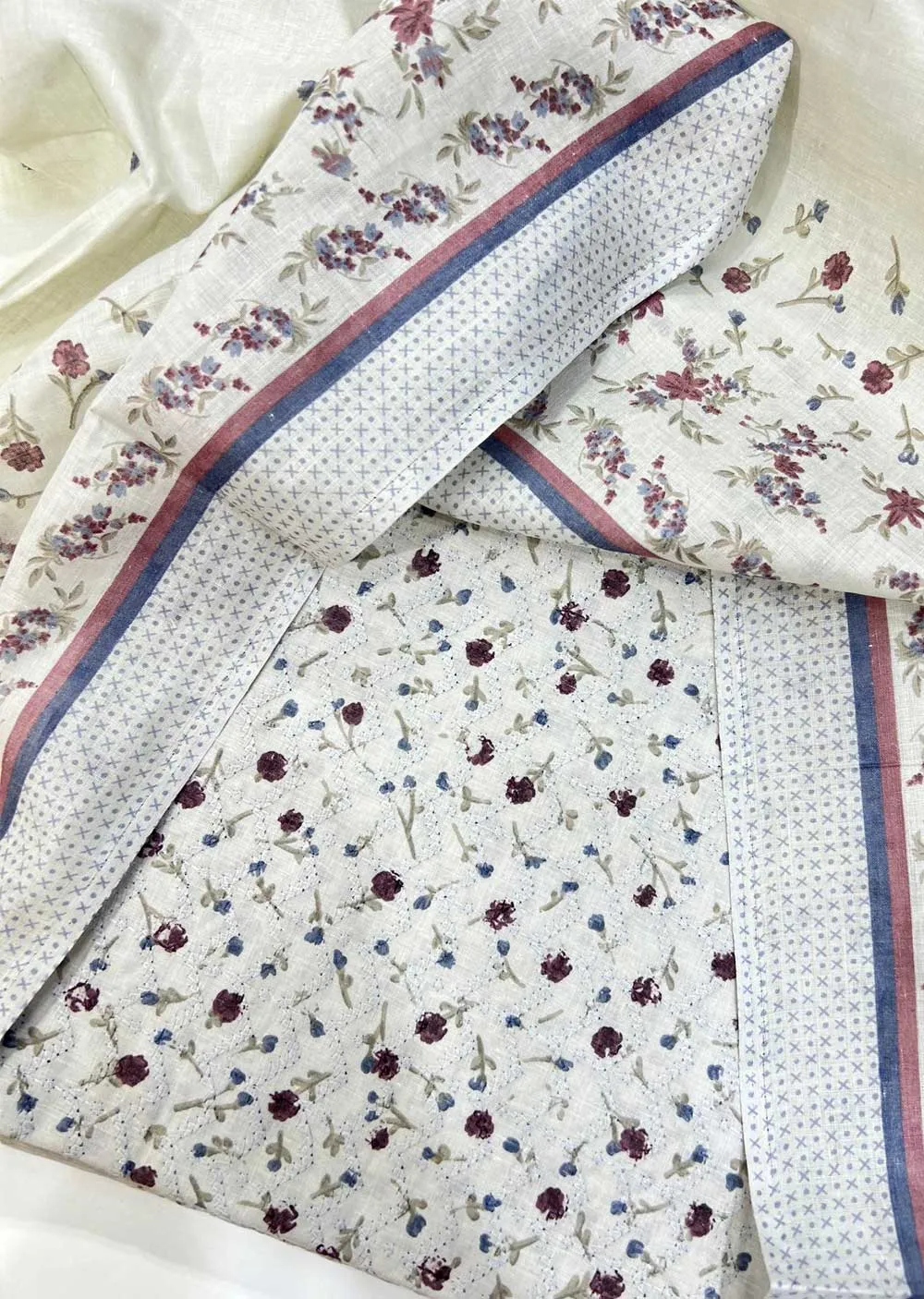 ATQ8471 - Unstitched Beige Cotton Suit