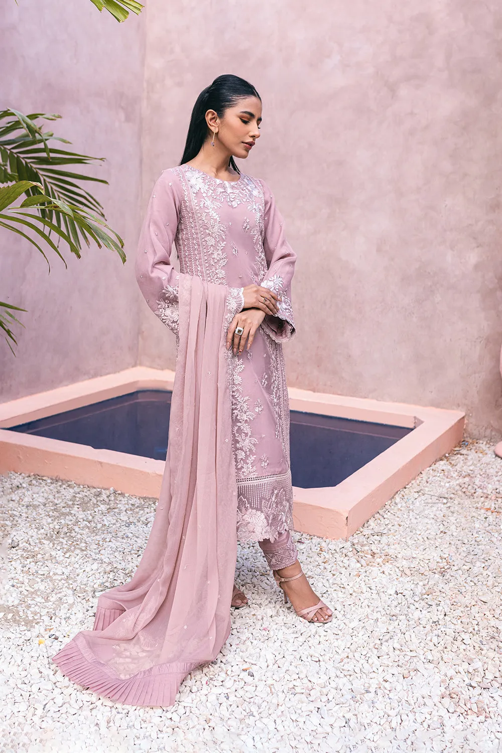 Azure Ensembles Luxury Wedding Embroidered Chiffon 3 Pc Unstitched Candy Bliss