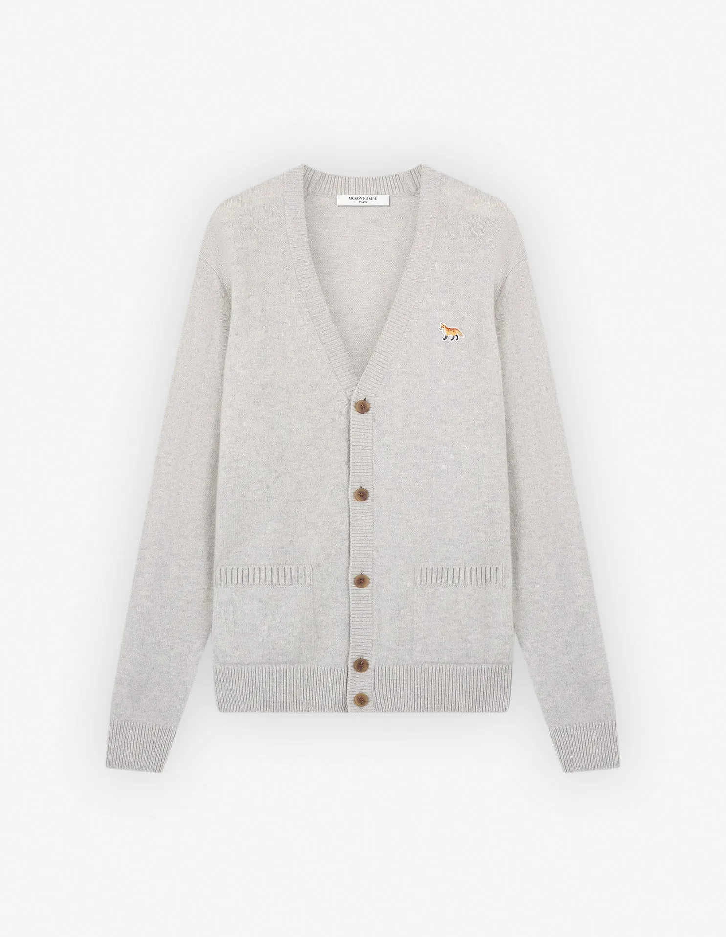 Baby Fox Patch Regular Cardigan Light Grey Melange