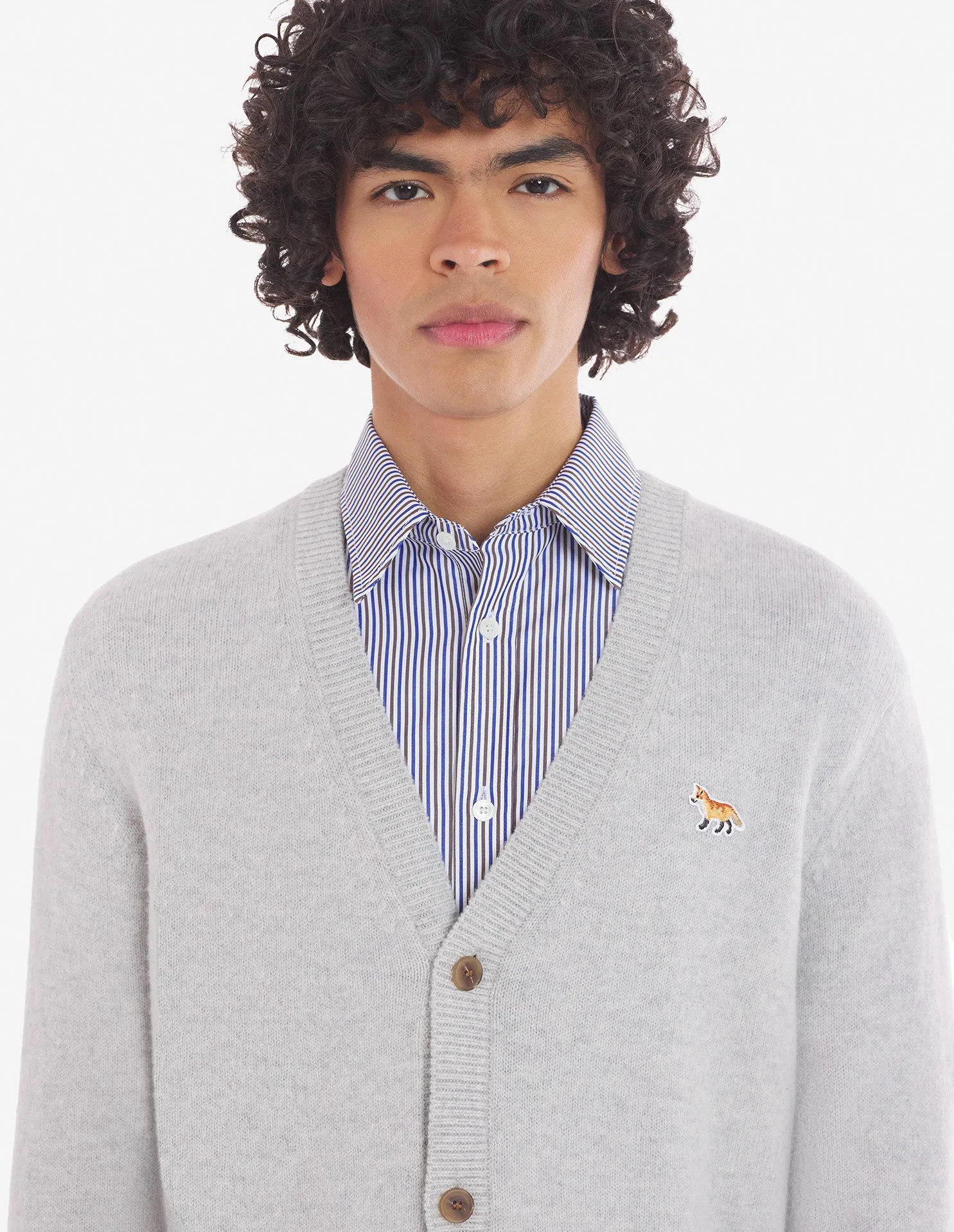 Baby Fox Patch Regular Cardigan Light Grey Melange