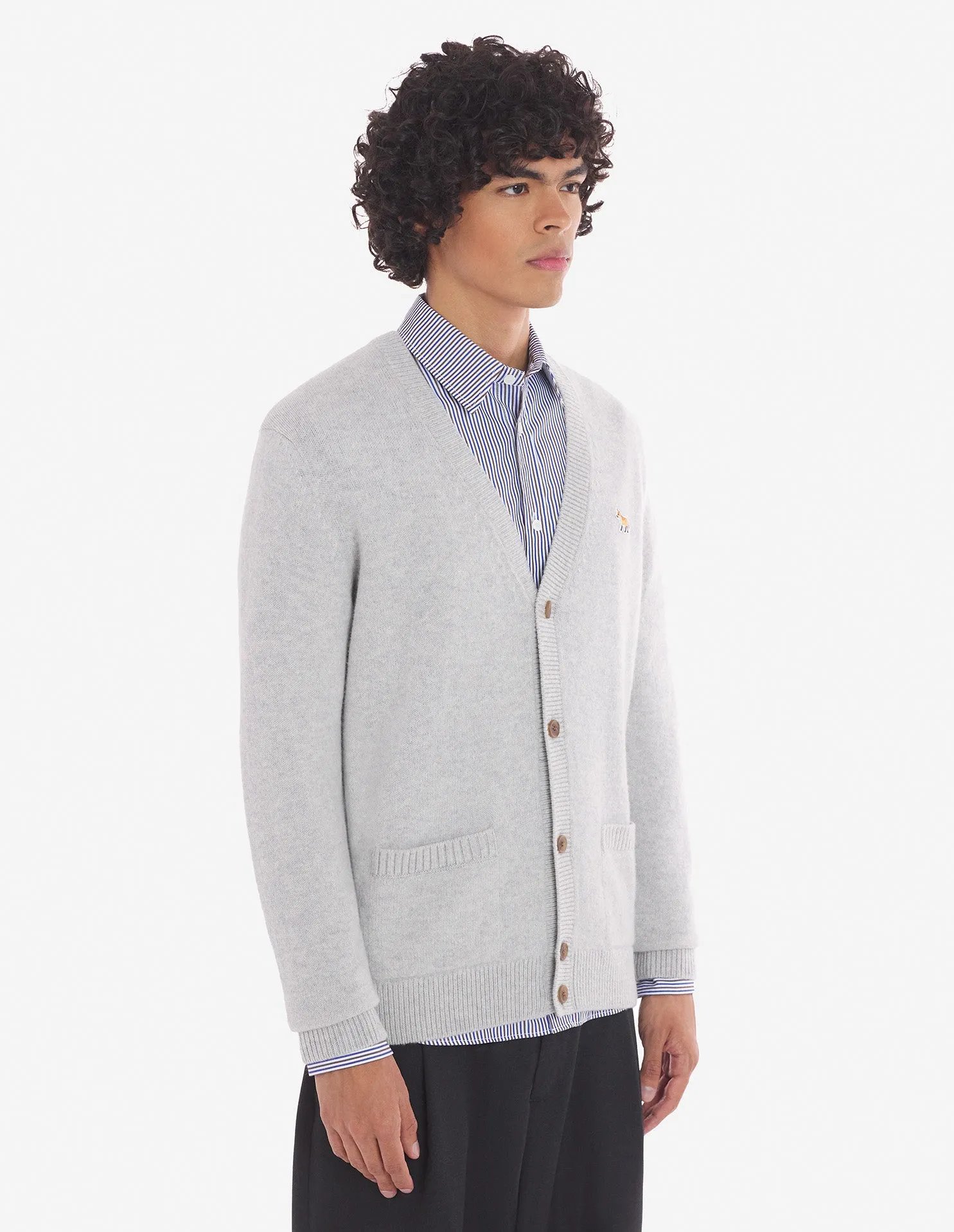 Baby Fox Patch Regular Cardigan Light Grey Melange