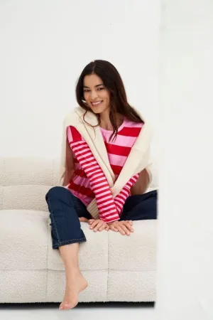 Betty Basics - Betty Boxy Tee - Pink/Red Stripe
