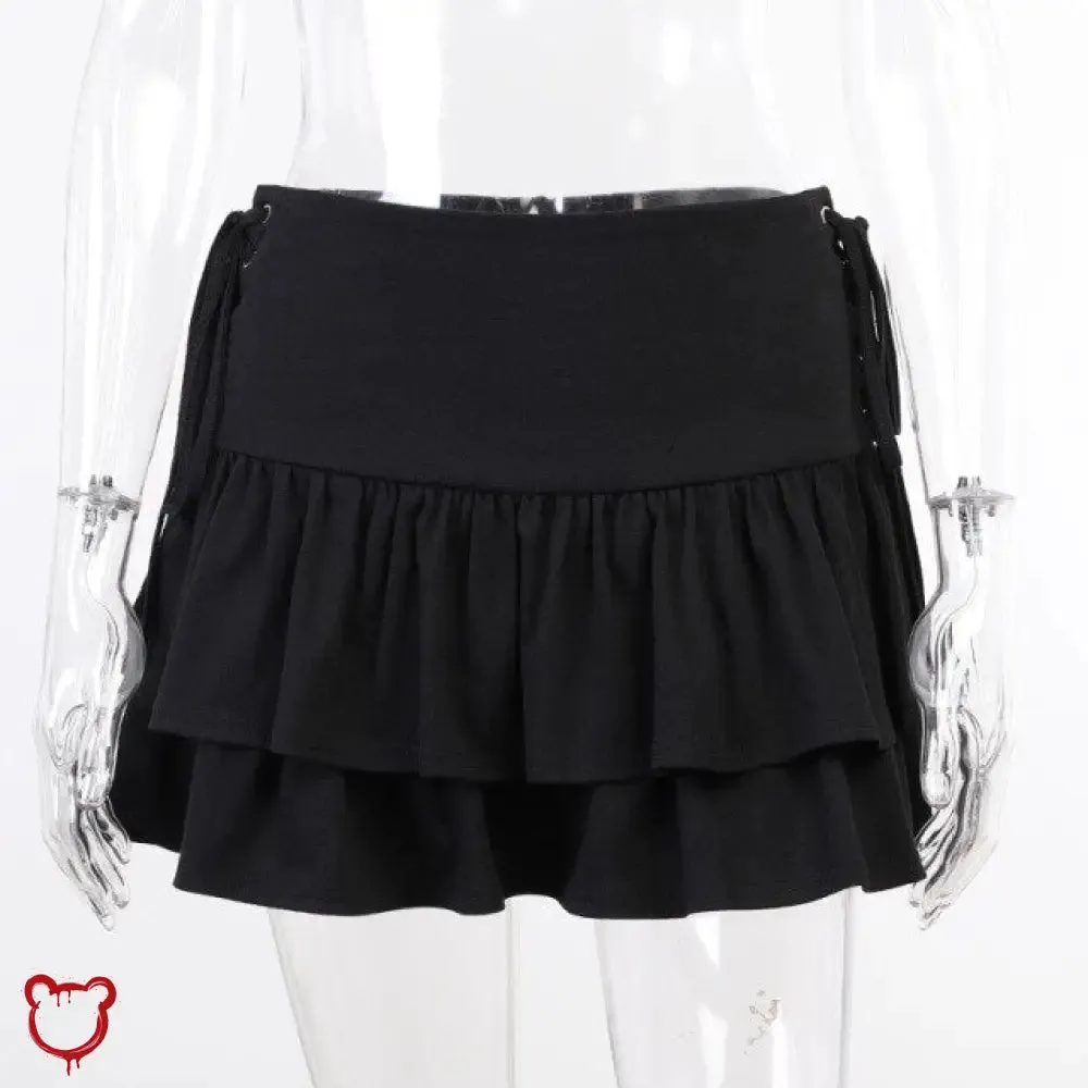 Black Lace Up Skirt