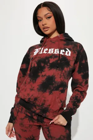Blessed Tie Dye Hoodie - Red/combo