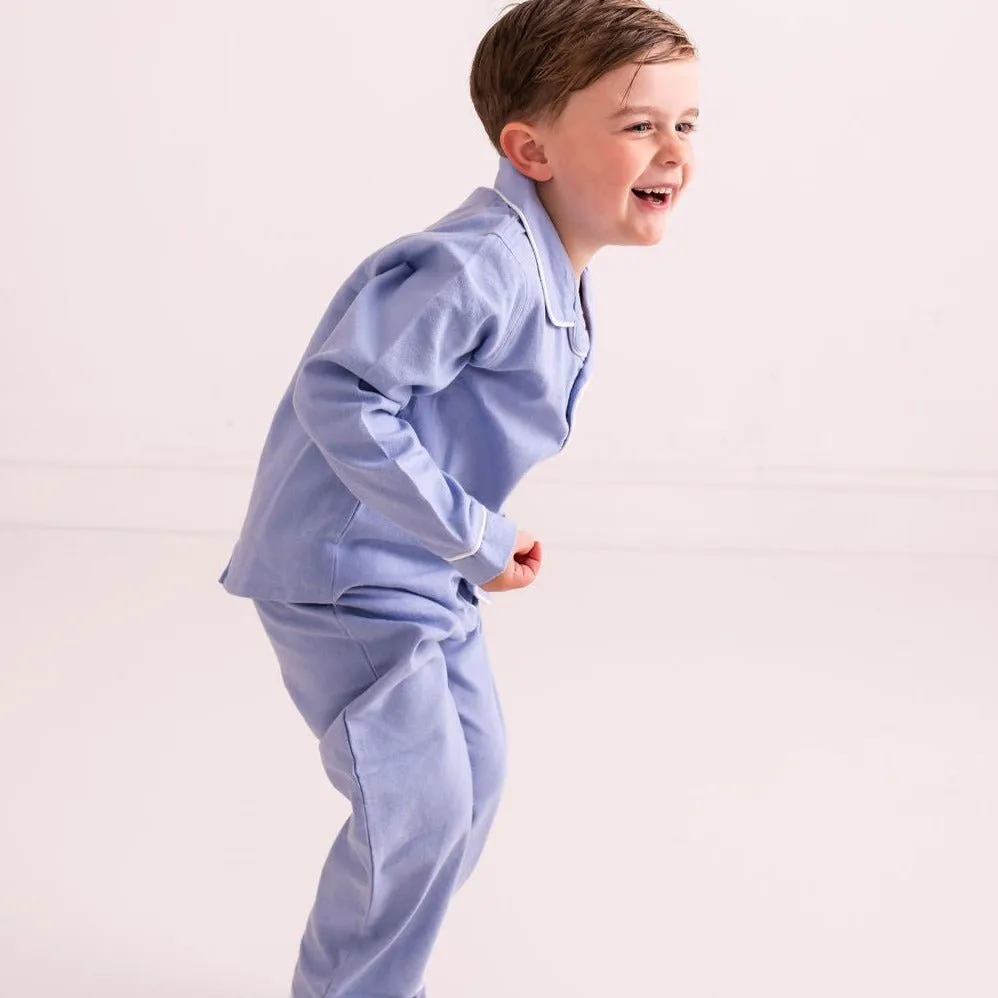 Blue Embroidered Classic Pyjamas