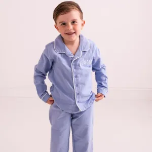 Blue Embroidered Classic Pyjamas