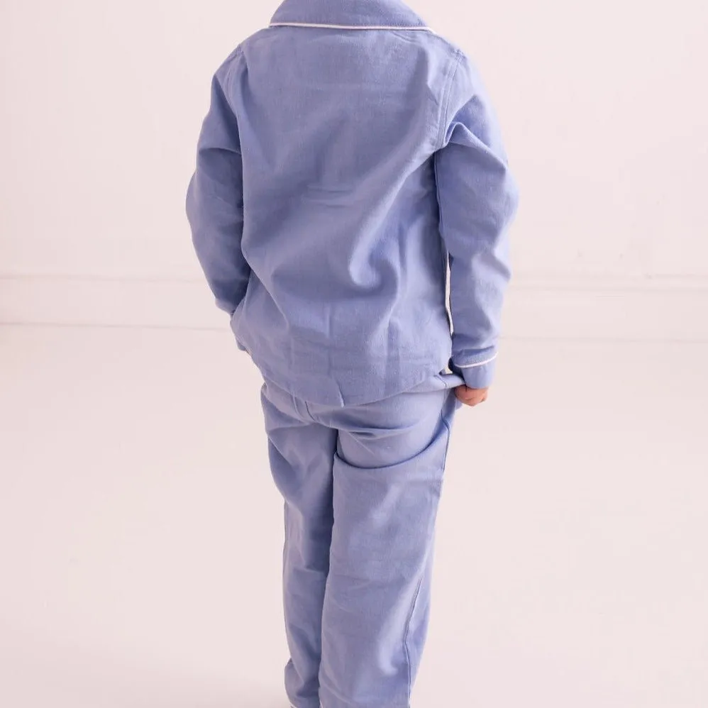 Blue Embroidered Classic Pyjamas