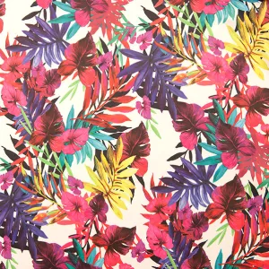 Blushing Satin Fabric, Ferns Purple- Width 148cm