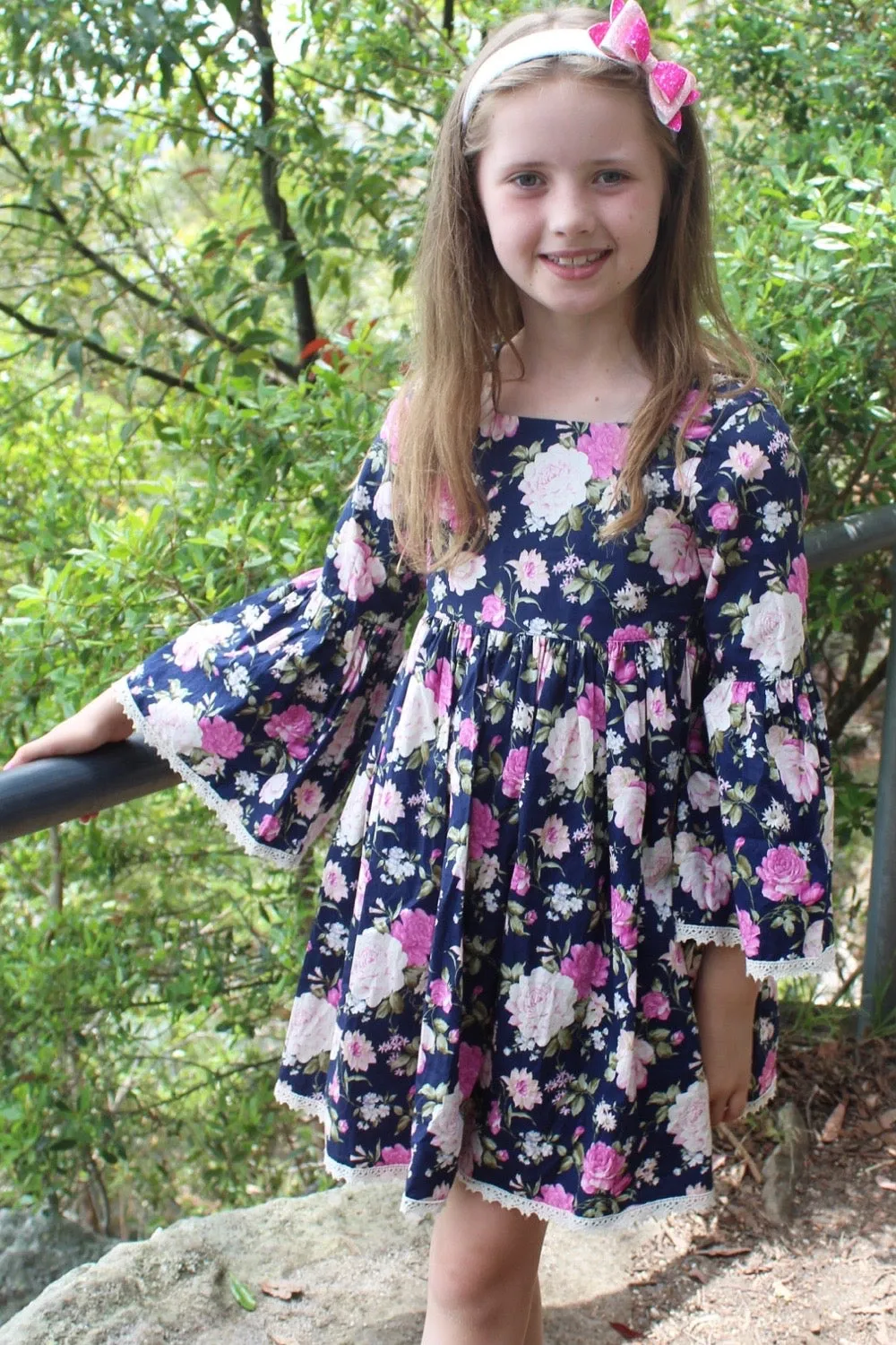 Boho Dress | Whispering Blooms in Navy