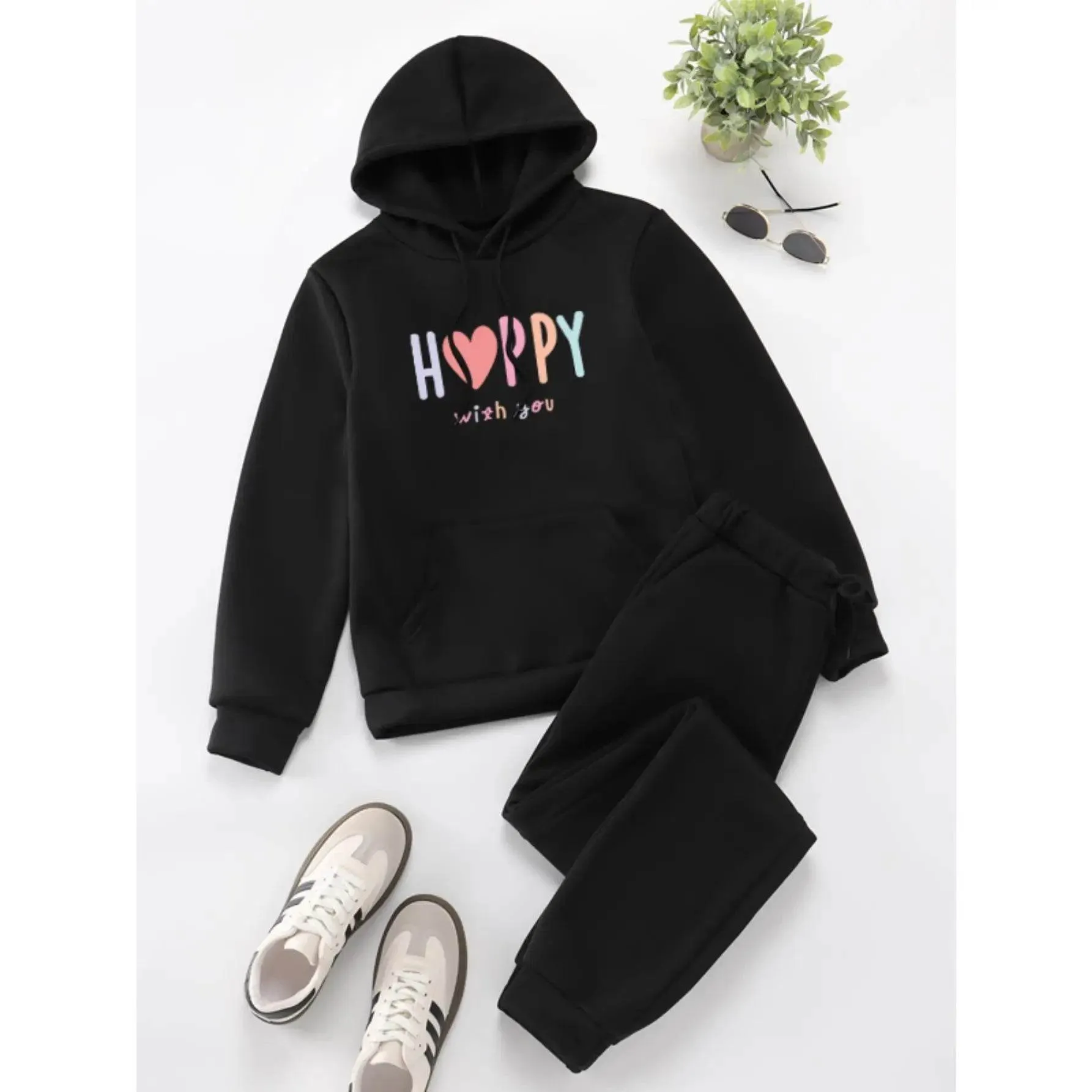 Bold Printed Hooded Athletic Wear Set