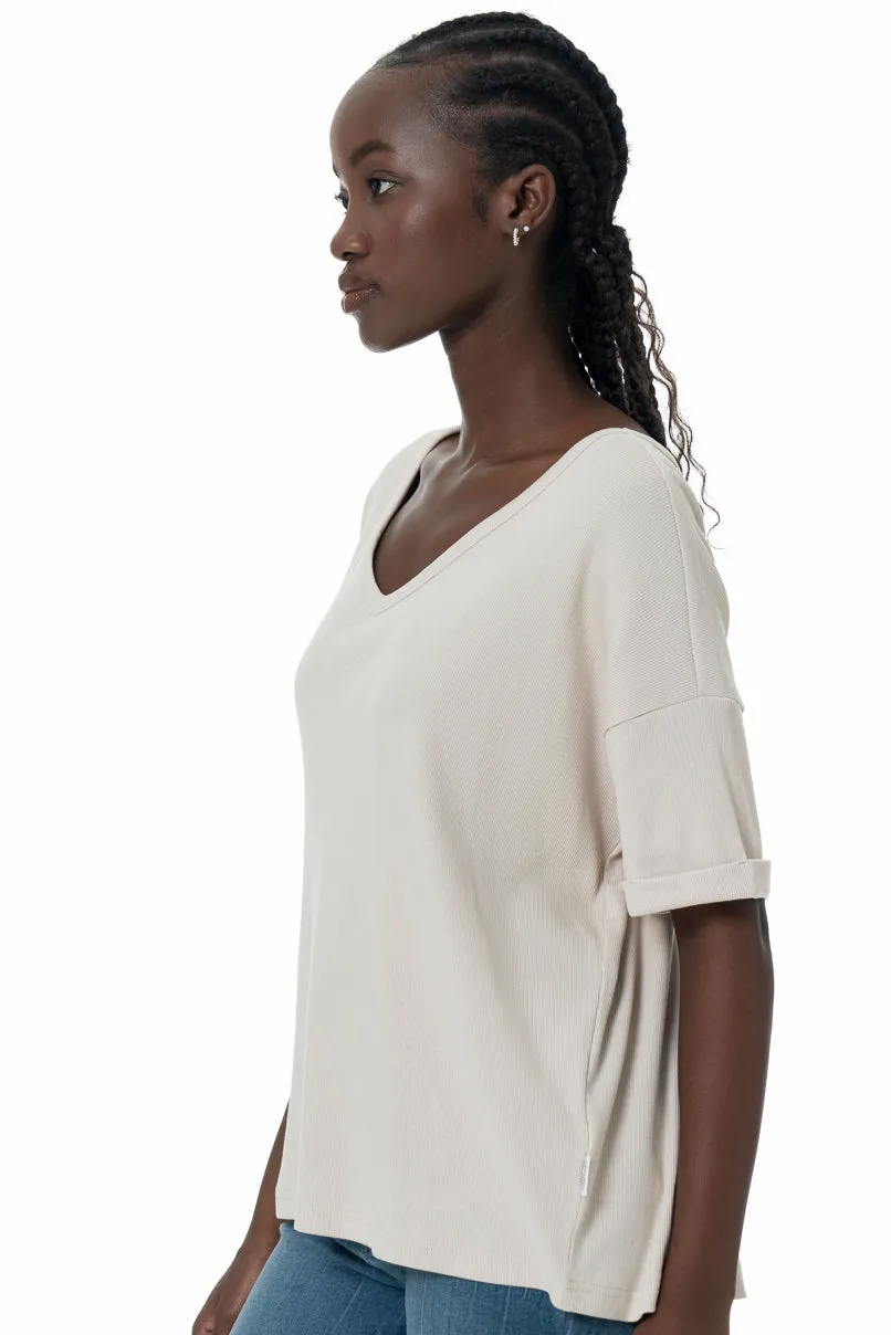 Boxy T-Shirt _ 145725 _ Stone