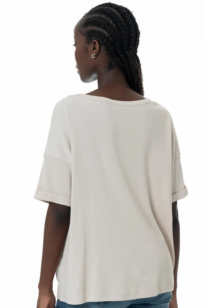 Boxy T-Shirt _ 145725 _ Stone