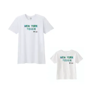 BOY MEETS GIRL® x Cre8ive Crayonz White NEW YORK TOUGH Blue, Green, & Grey Camo Font Adults & Kids Unisex T-Shirt