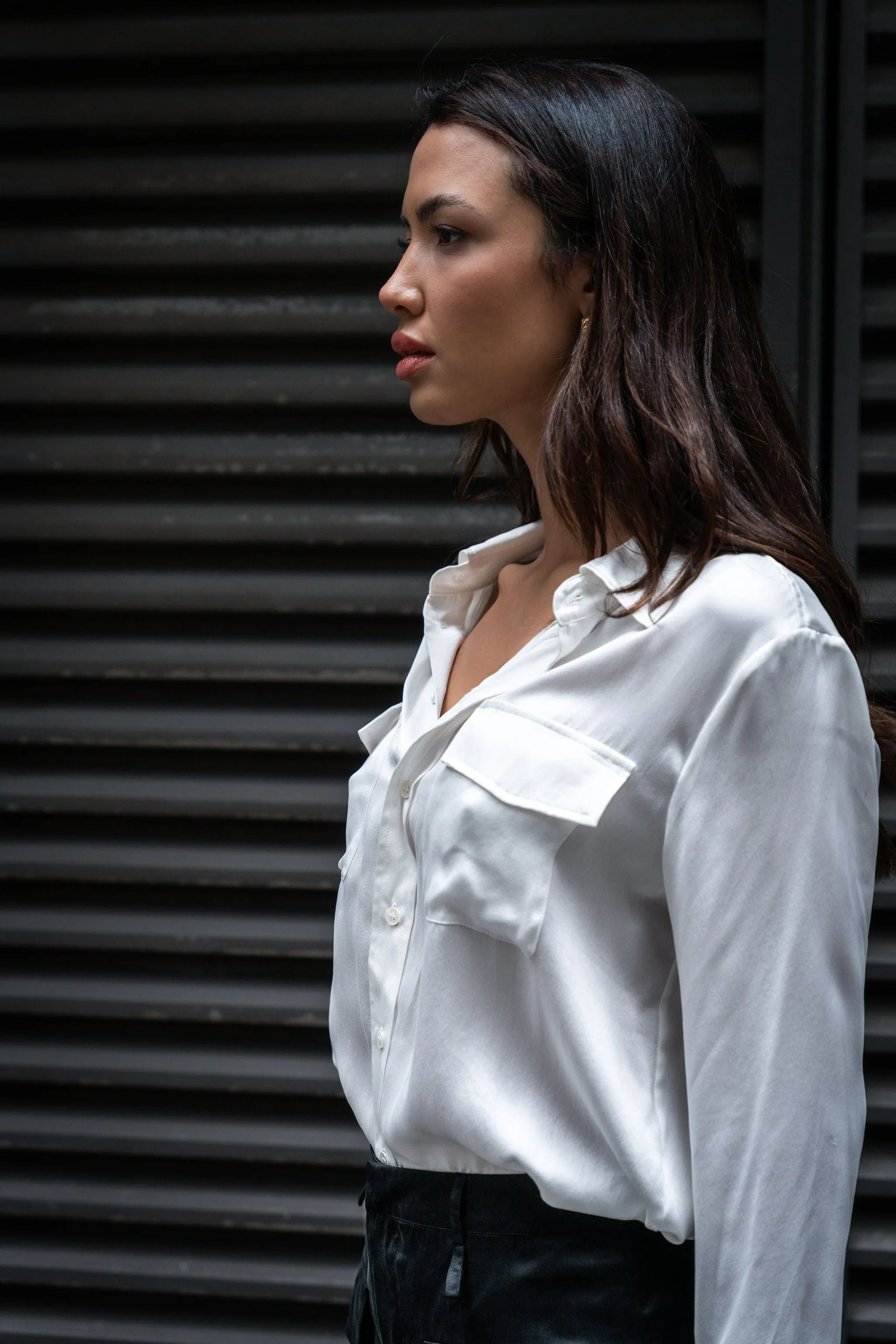 Boyfriend Silk Utility Shirt