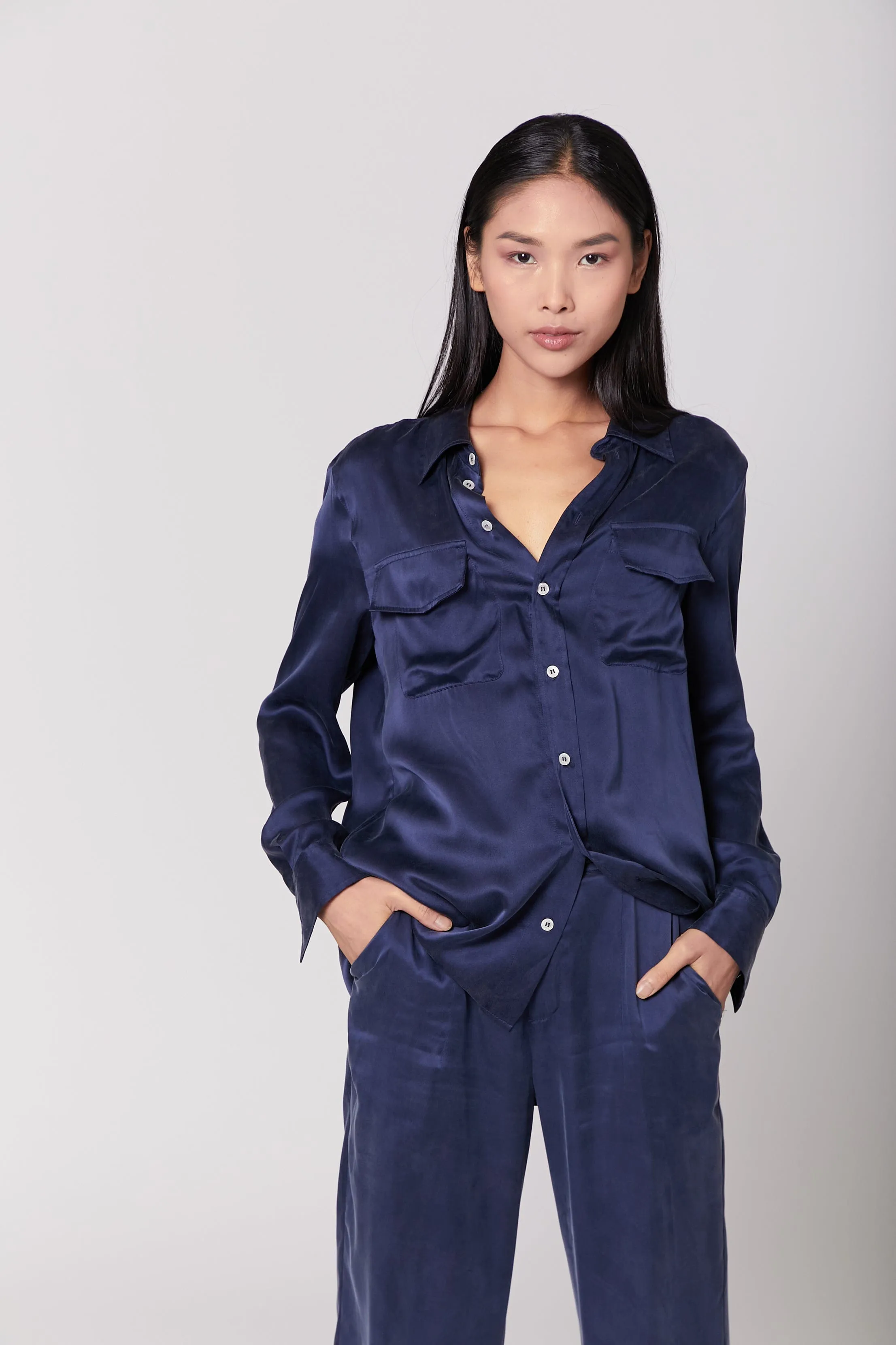 Boyfriend Silk Utility Shirt