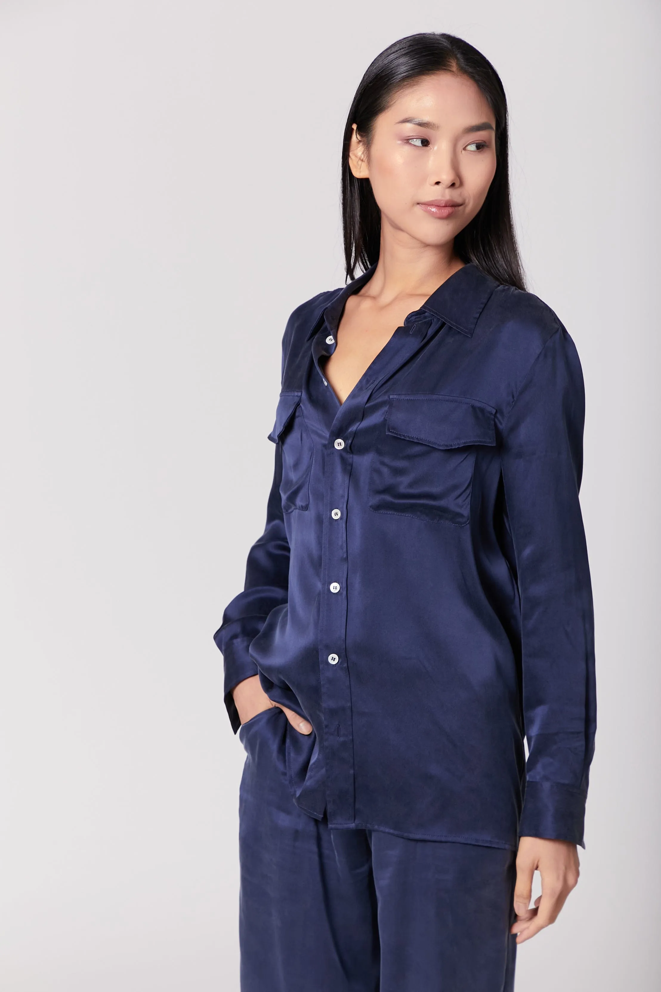 Boyfriend Silk Utility Shirt