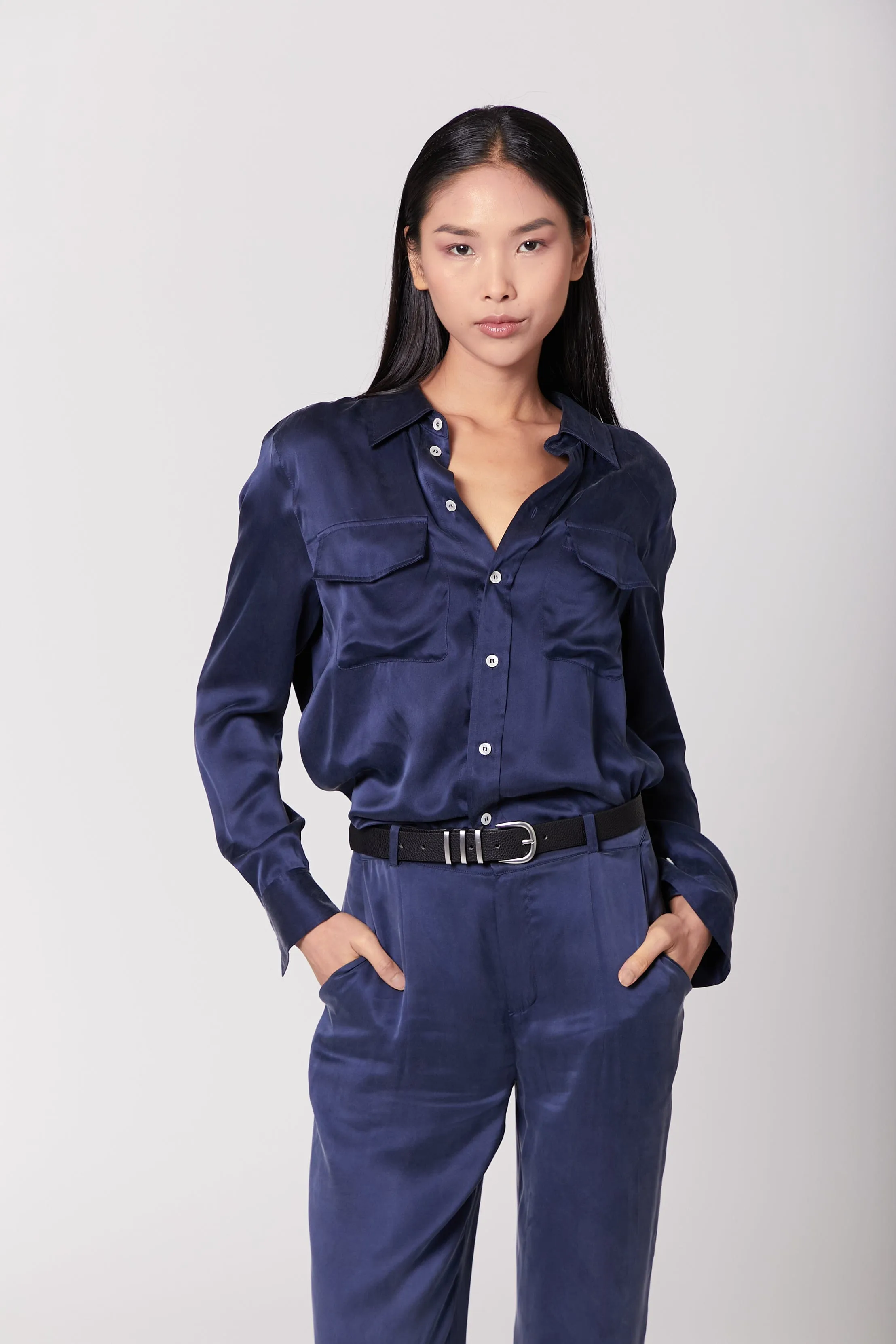 Boyfriend Silk Utility Shirt