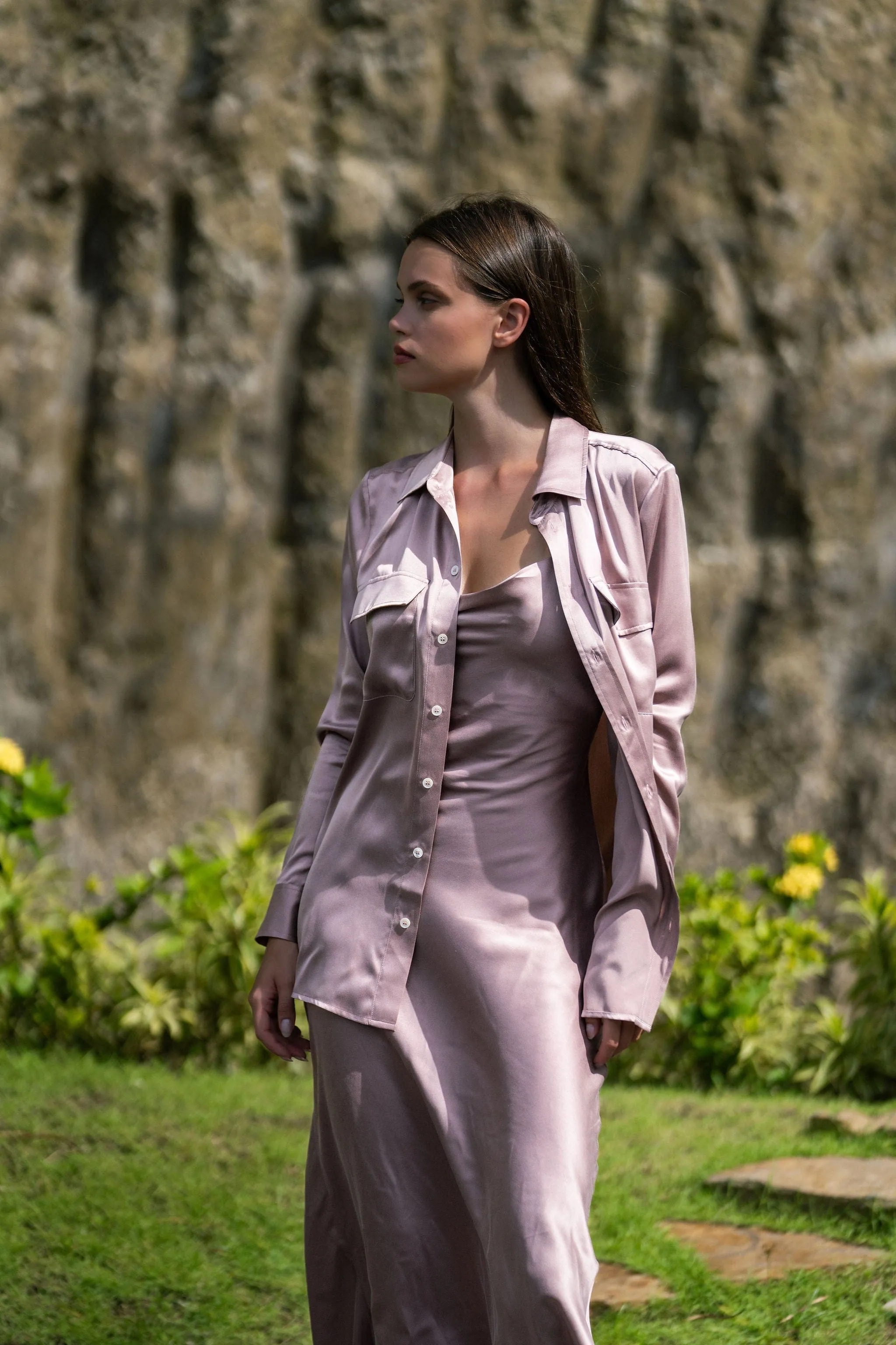 Boyfriend Silk Utility Shirt