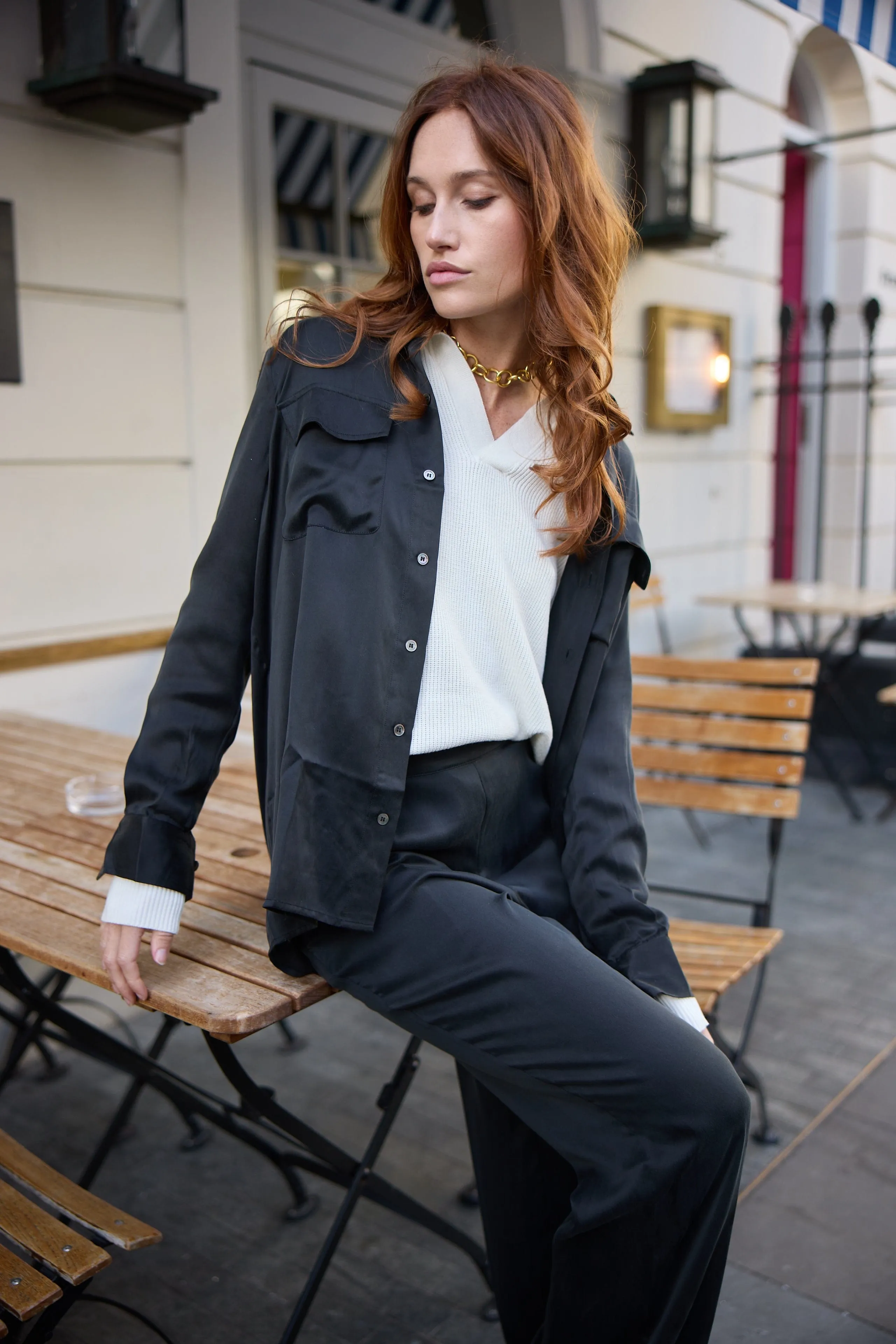 Boyfriend Silk Utility Shirt