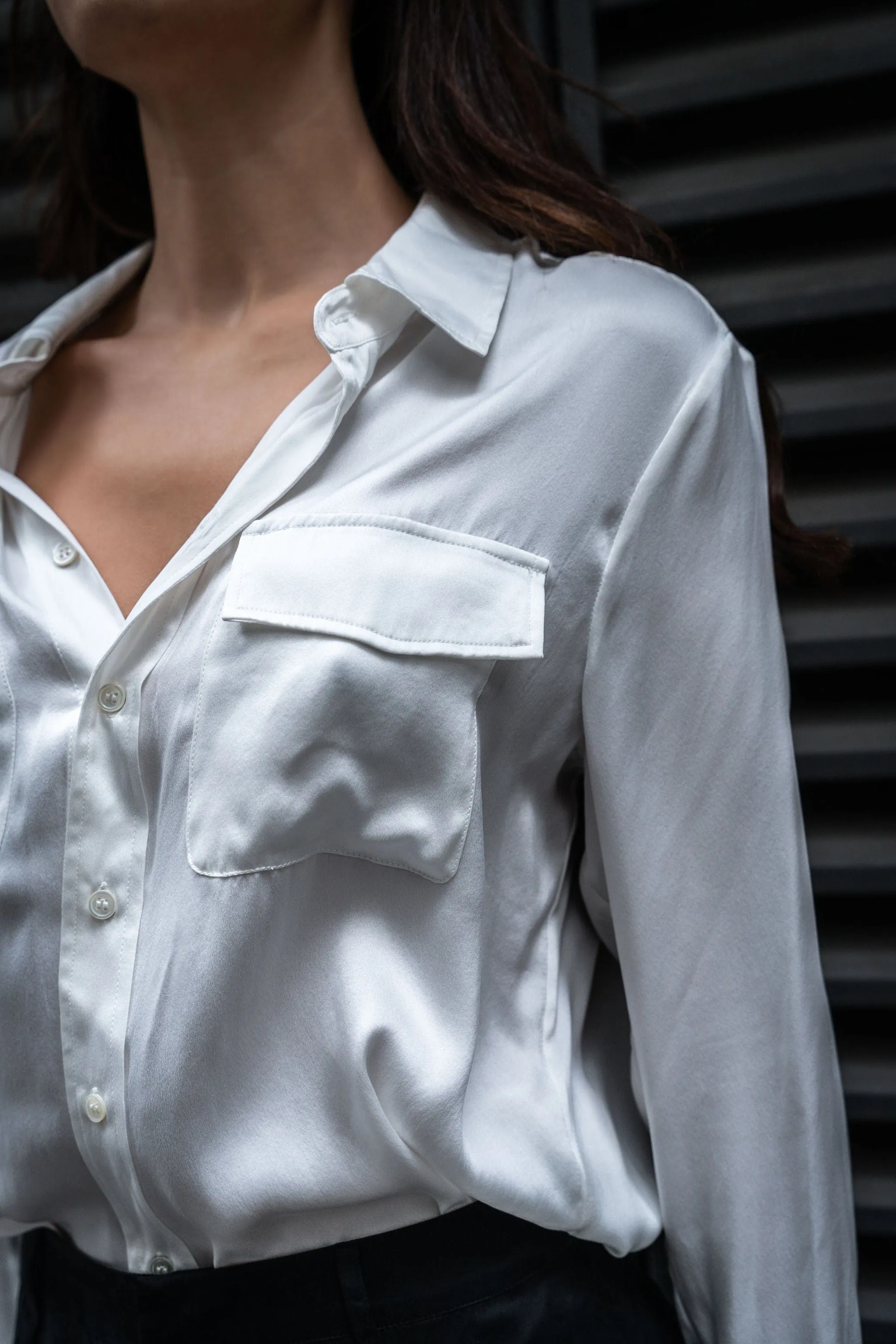 Boyfriend Silk Utility Shirt