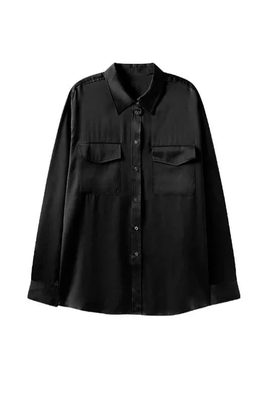 Boyfriend Silk Utility Shirt