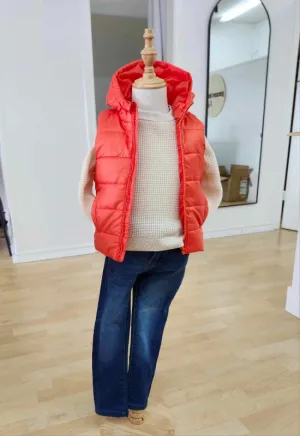Boys Orange Hooded Puffer Vest